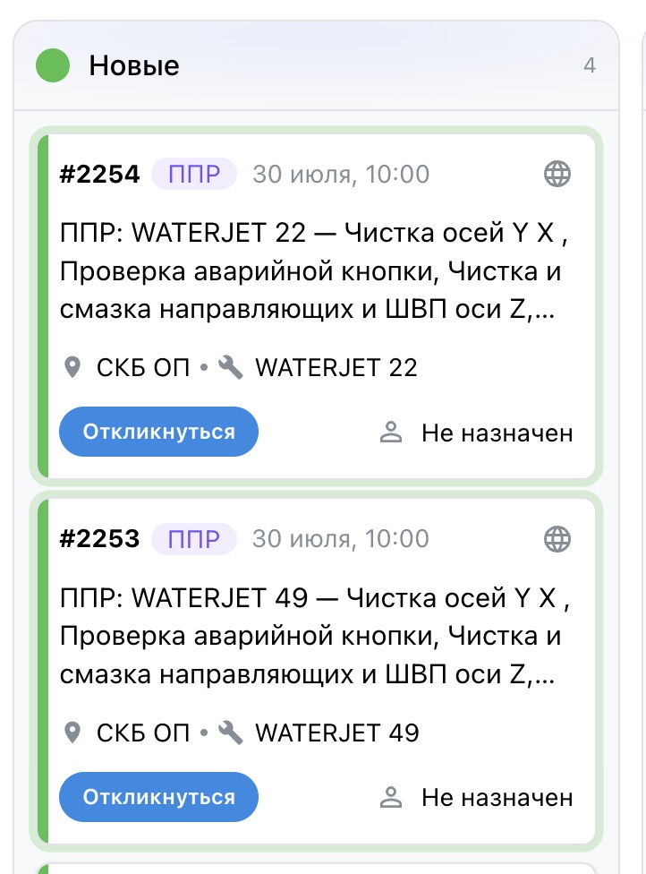 Automatically created PPM service request